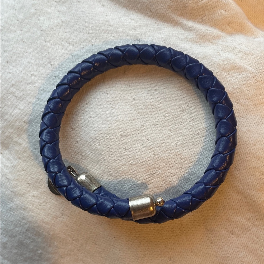 Blue Braided Bracelet with Silver Accents